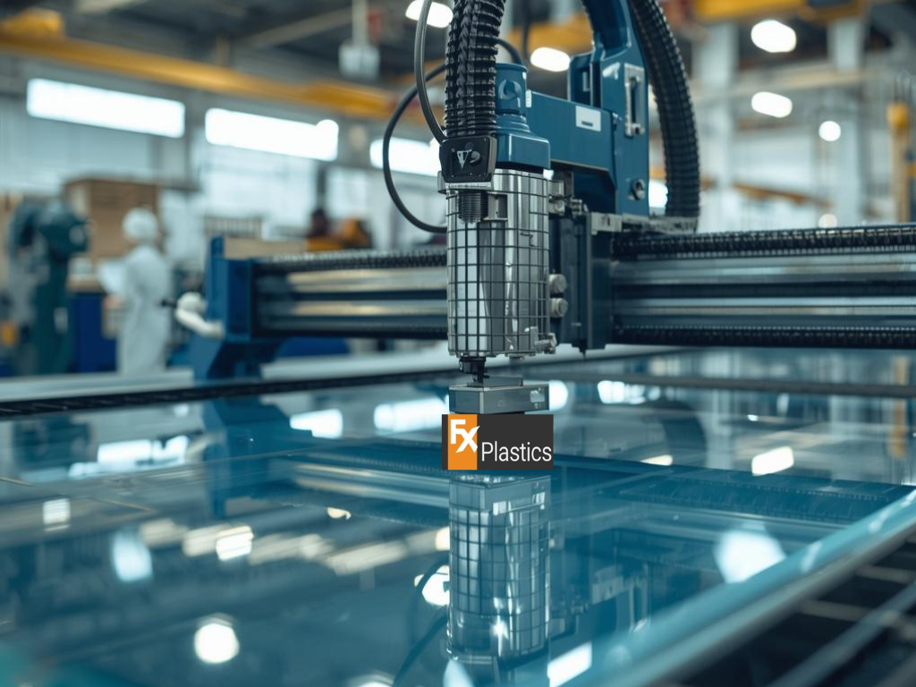 Close-up of precision-cut acrylic panels showing smooth edges and custom fabricated shapes